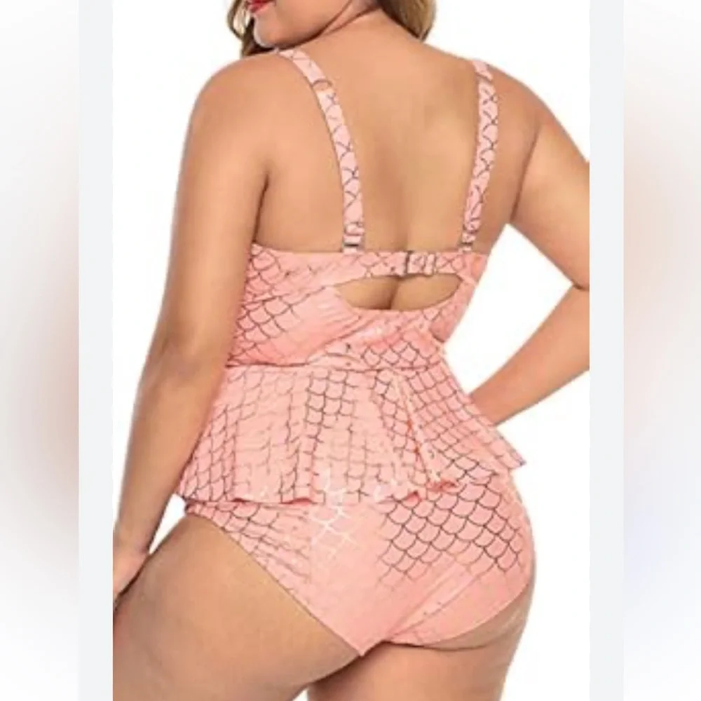 Women's Plus Size Swimwear Tankini Top 2 Piece Bathing Suits Swimsuit Tankini 3X - Picture 3 of 3